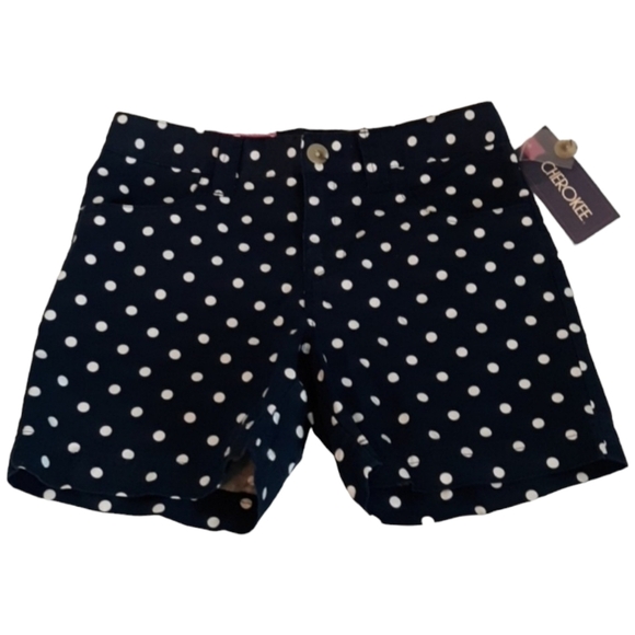 🪻BOGO🪻 NWT‎ Girls Navy Polka Dot Shorts Sz 10/12 - Picture 1 of 5